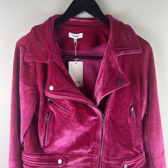 NWT Fate Tiff Velvet Pink Moto Jacket Size M - Picture 3 of 7